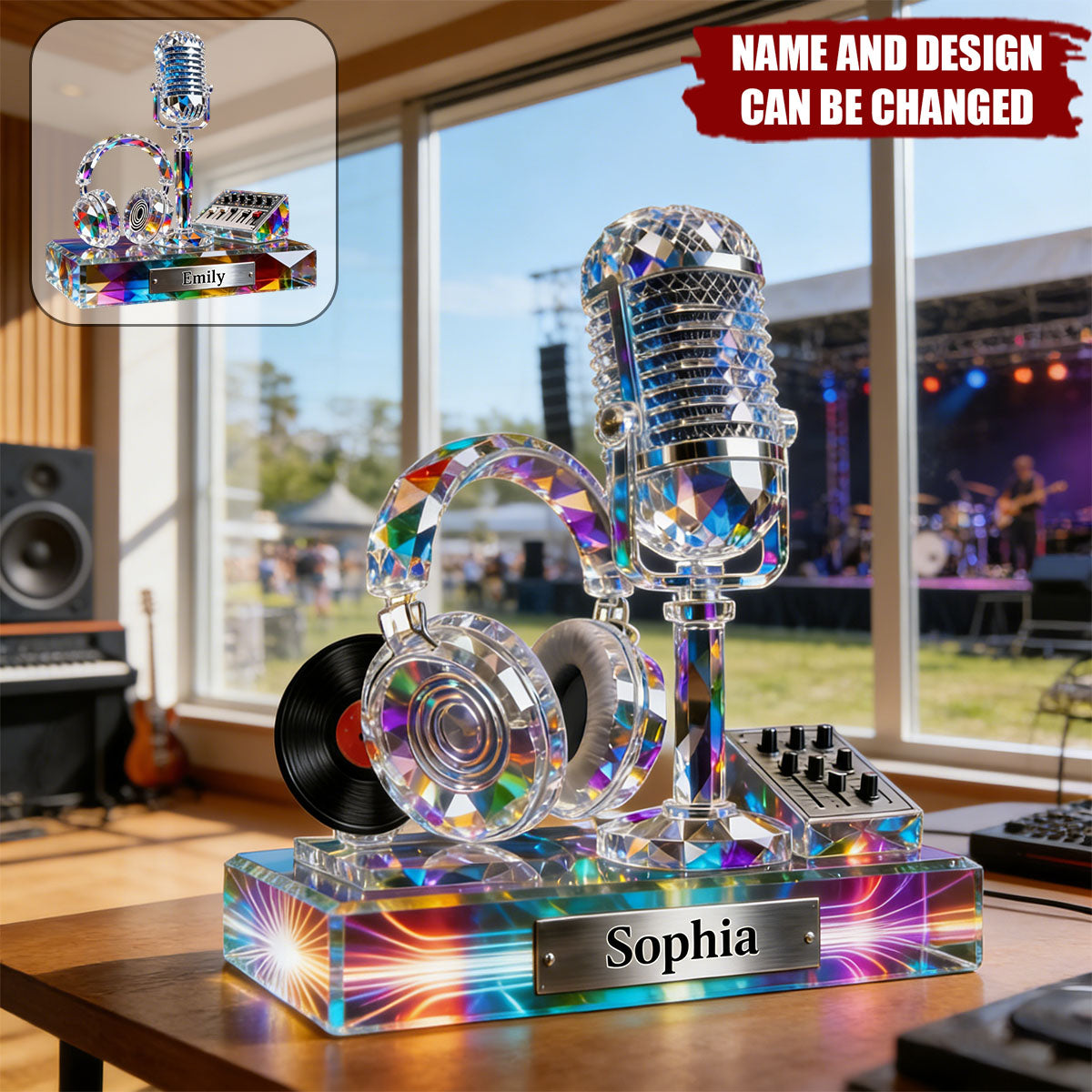 Personalized Microphone & Headphone Acrylic Plaque — Choose your next upgrade