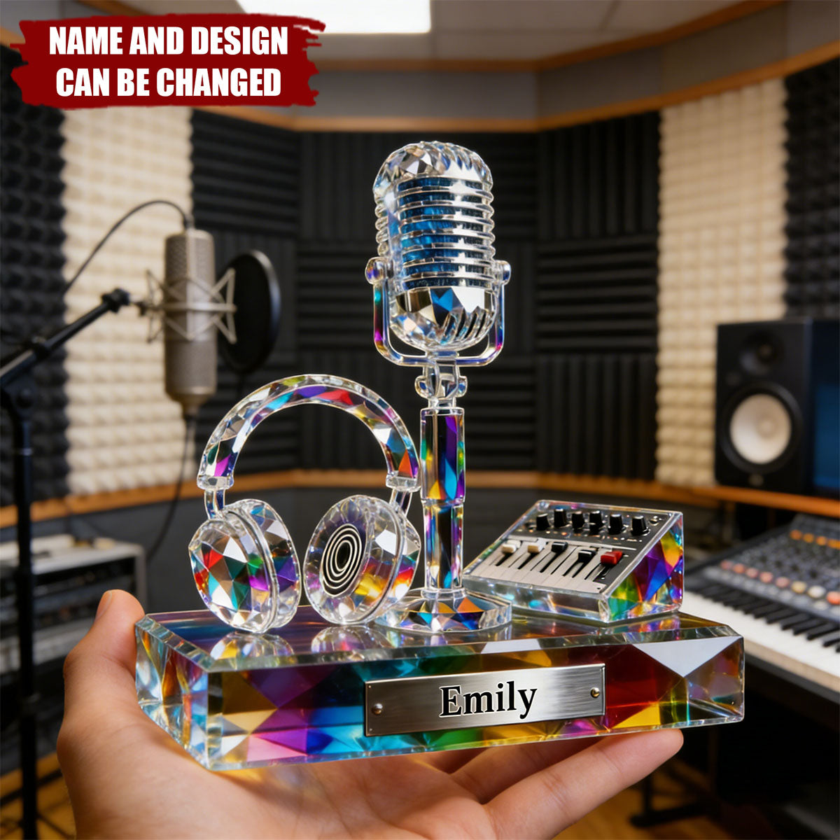 Personalized Microphone & Headphone Acrylic Plaque — Personalized keepsake