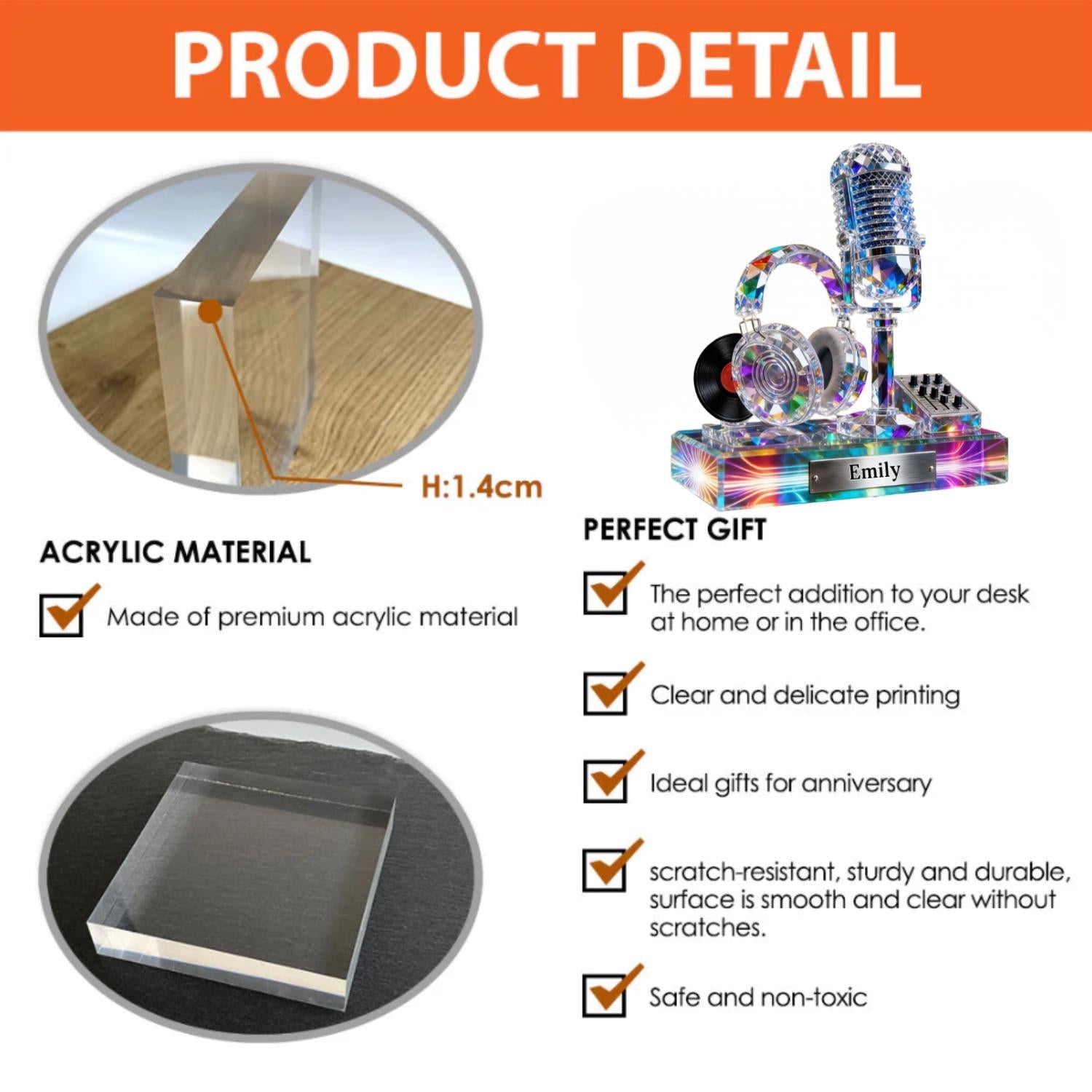 Personalized Microphone & Headphone Acrylic Plaque — The details that make the difference