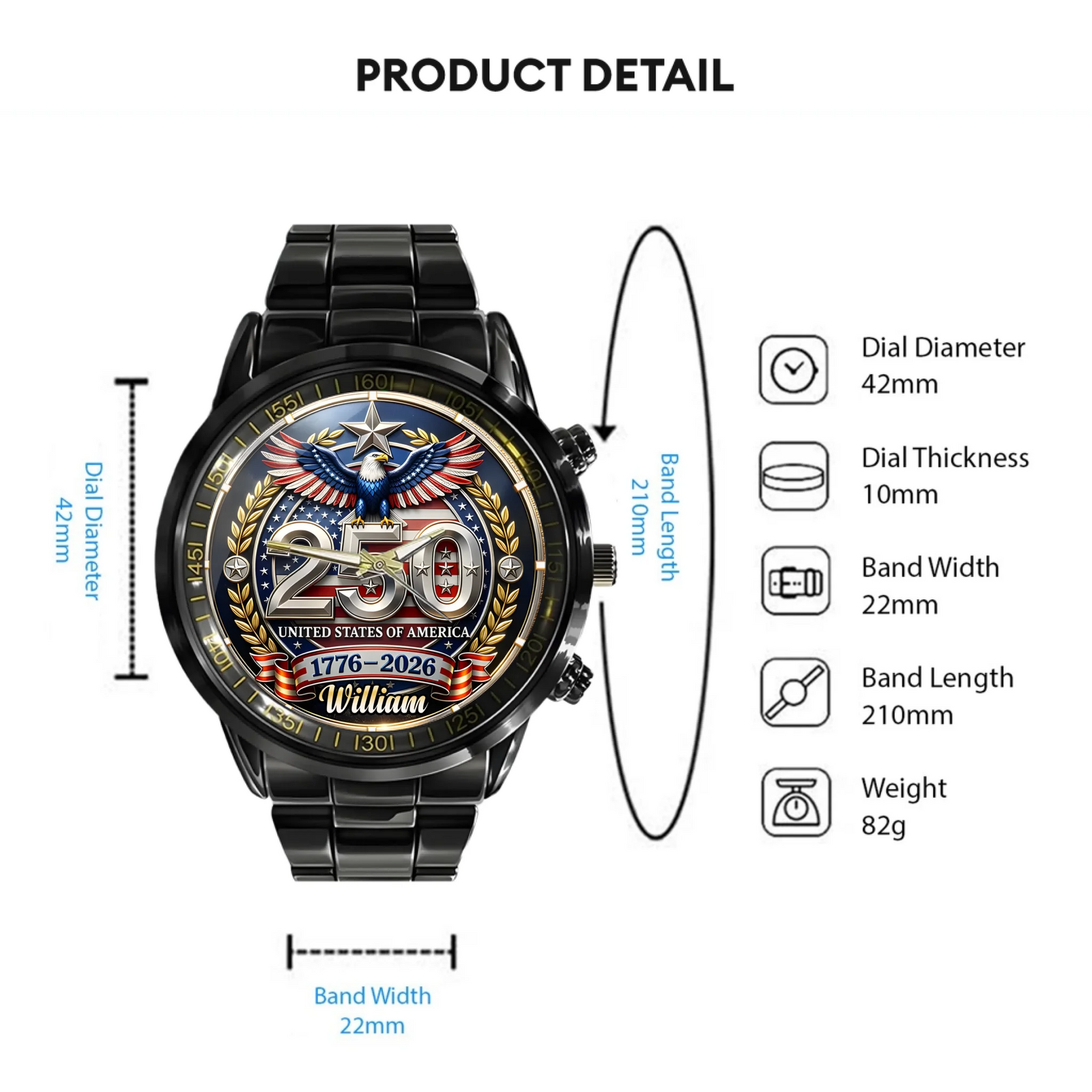 Constitution & Liberty Personalized Anniversary Watch — Personalized name