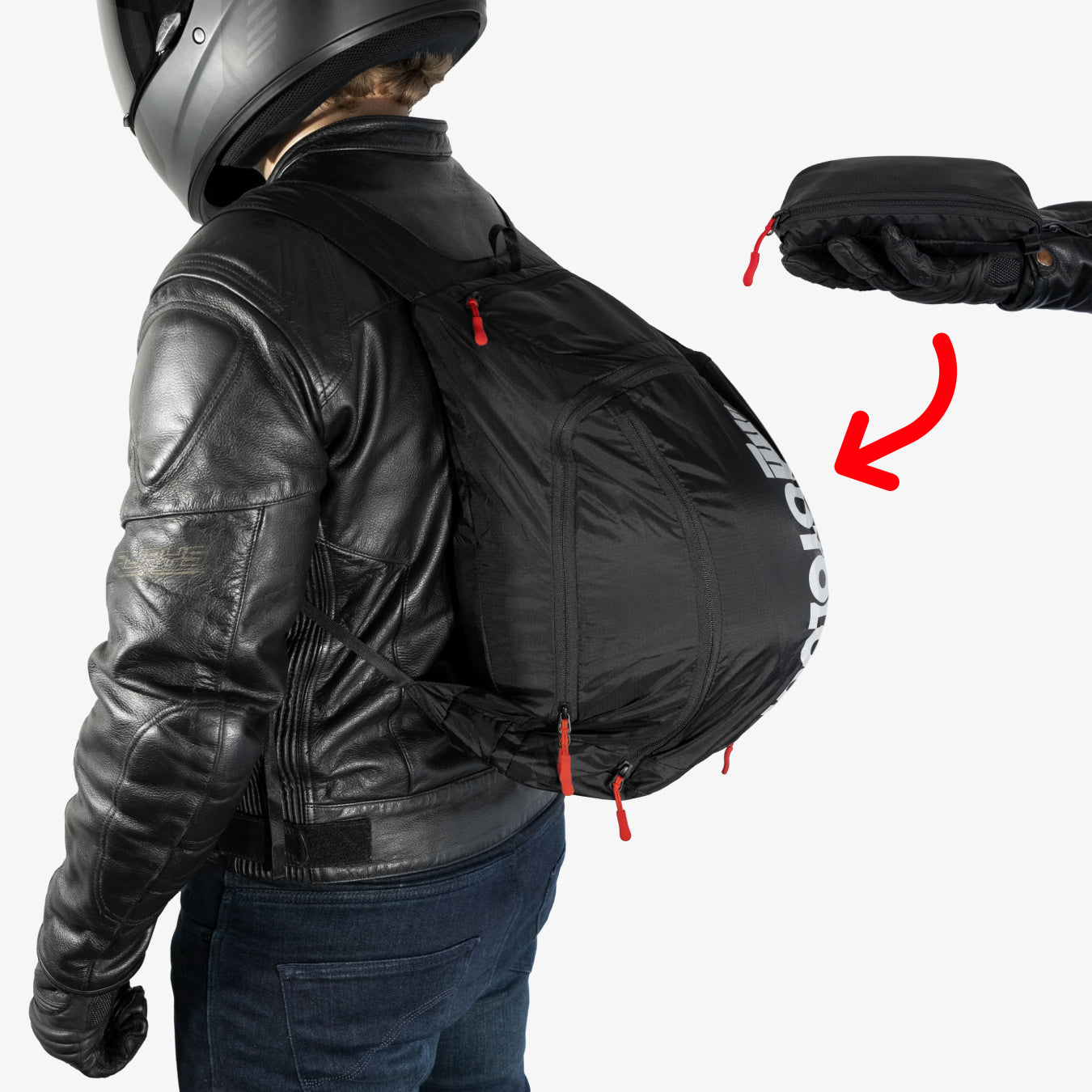 Foldable Motorcycle Backpack — Carry more when you need it. Pack small when you don’t.