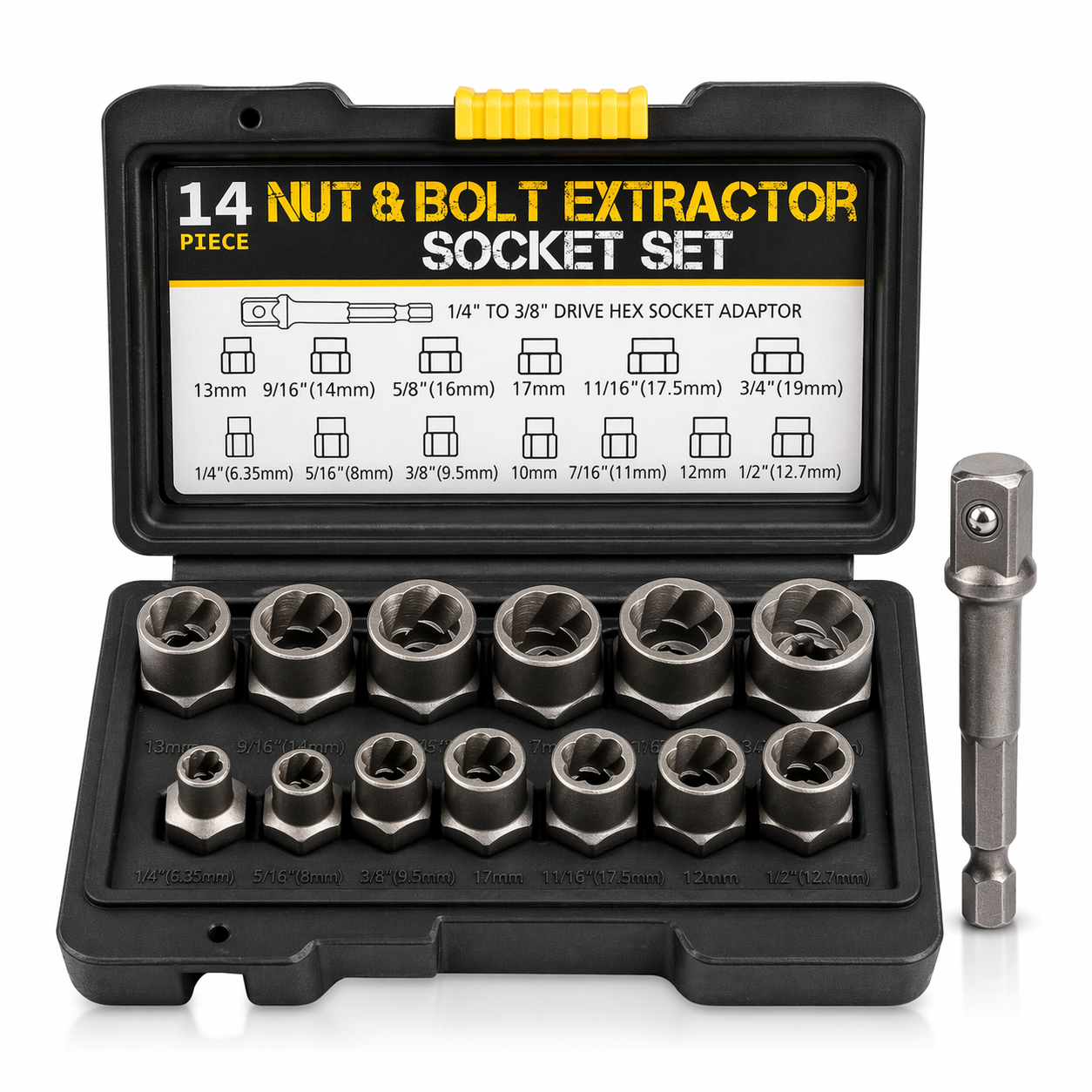 14-Piece Nut Extractor Socket Set — Ready for first use