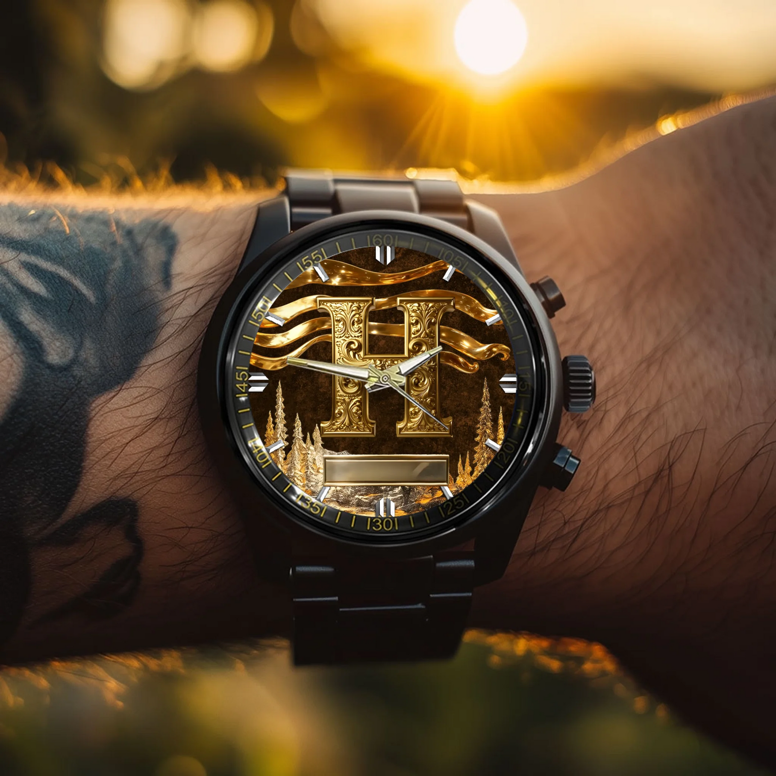 Personalized Metal-Look Dial Watch — A timepiece with your own signature.