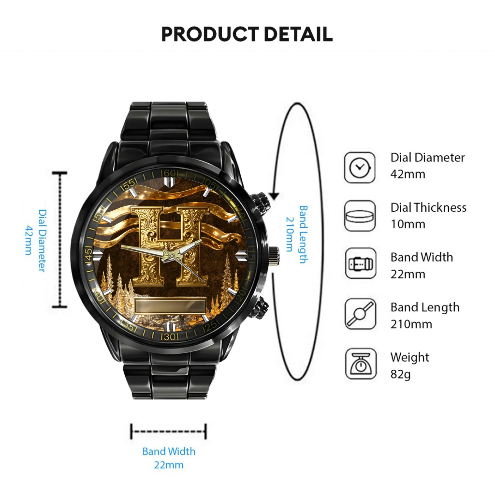 Personalized Metal-Look Dial Watch — Personalized initial