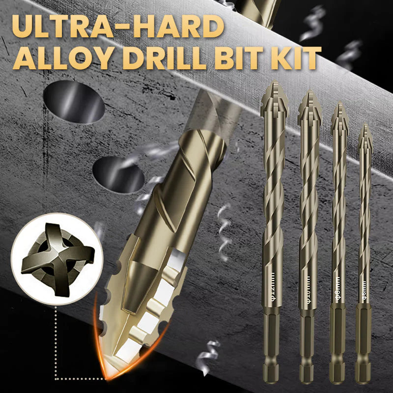 Four-Flute Eccentric Drill Bit Kit — Ready for first use