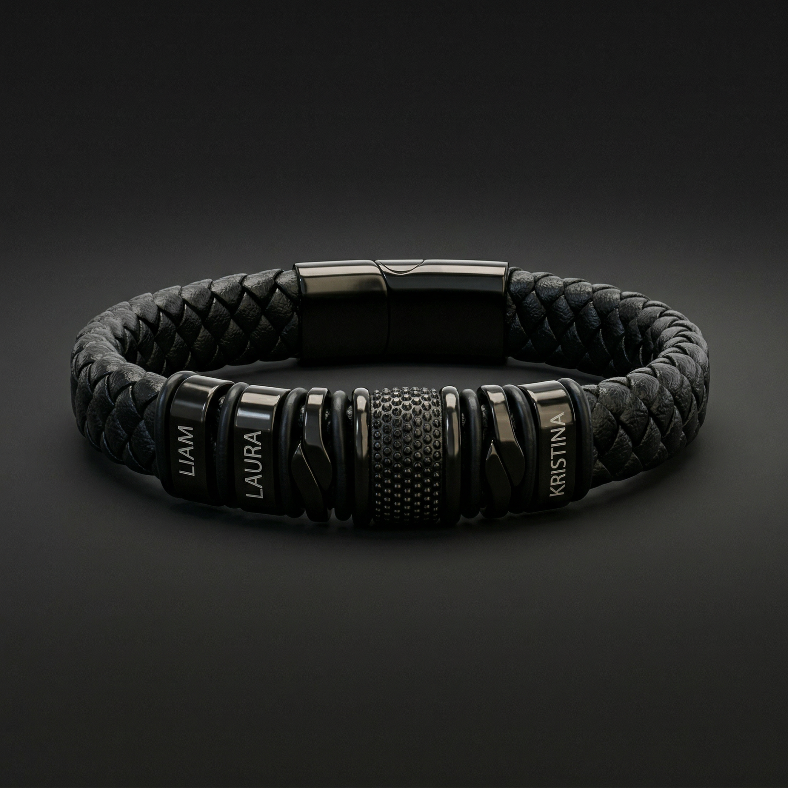 Personalized Black Stainless Steel Bracelet — Keep the names that matter close.