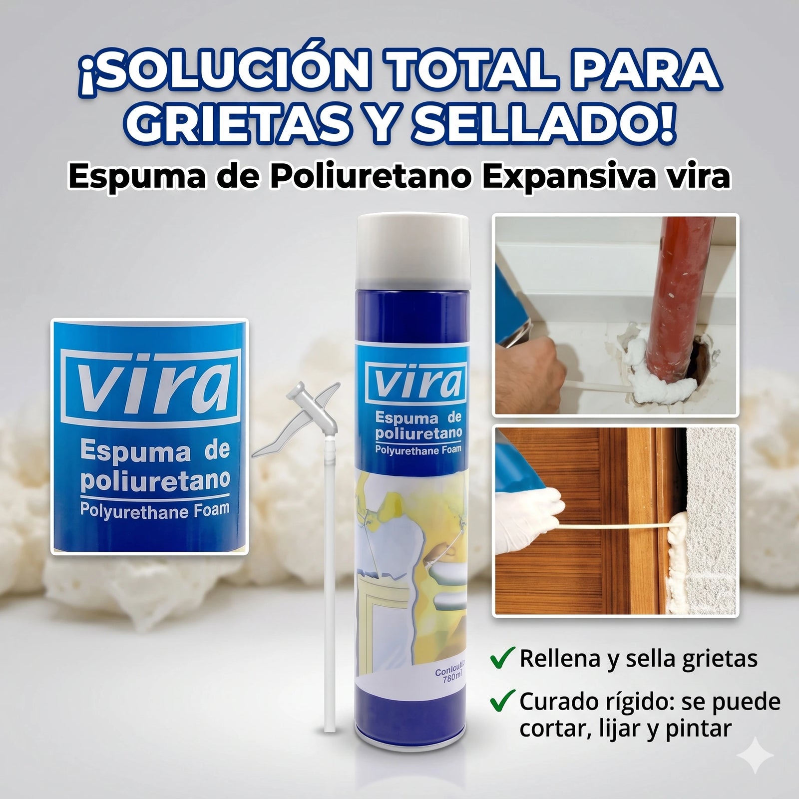 🛠️ Espuma Expansiva de Poliuretano - Aislamiento Total y Sellado Profe