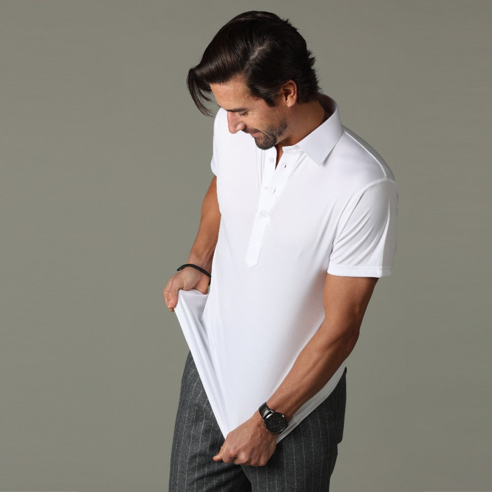 Semi-Spread Collar Polo — White — Make it part of your routine