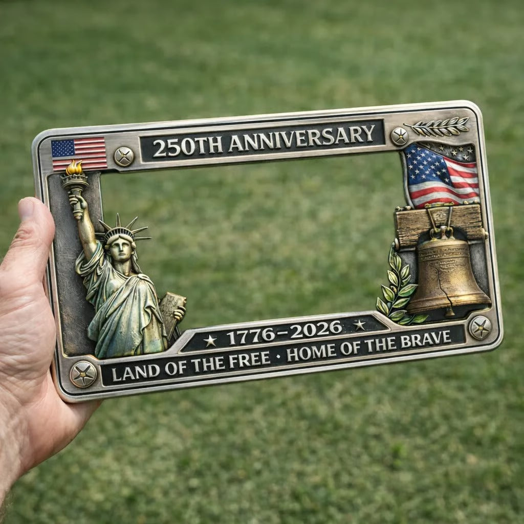 America 250th Anniversary License Plate Frame — Make it part of your routine
