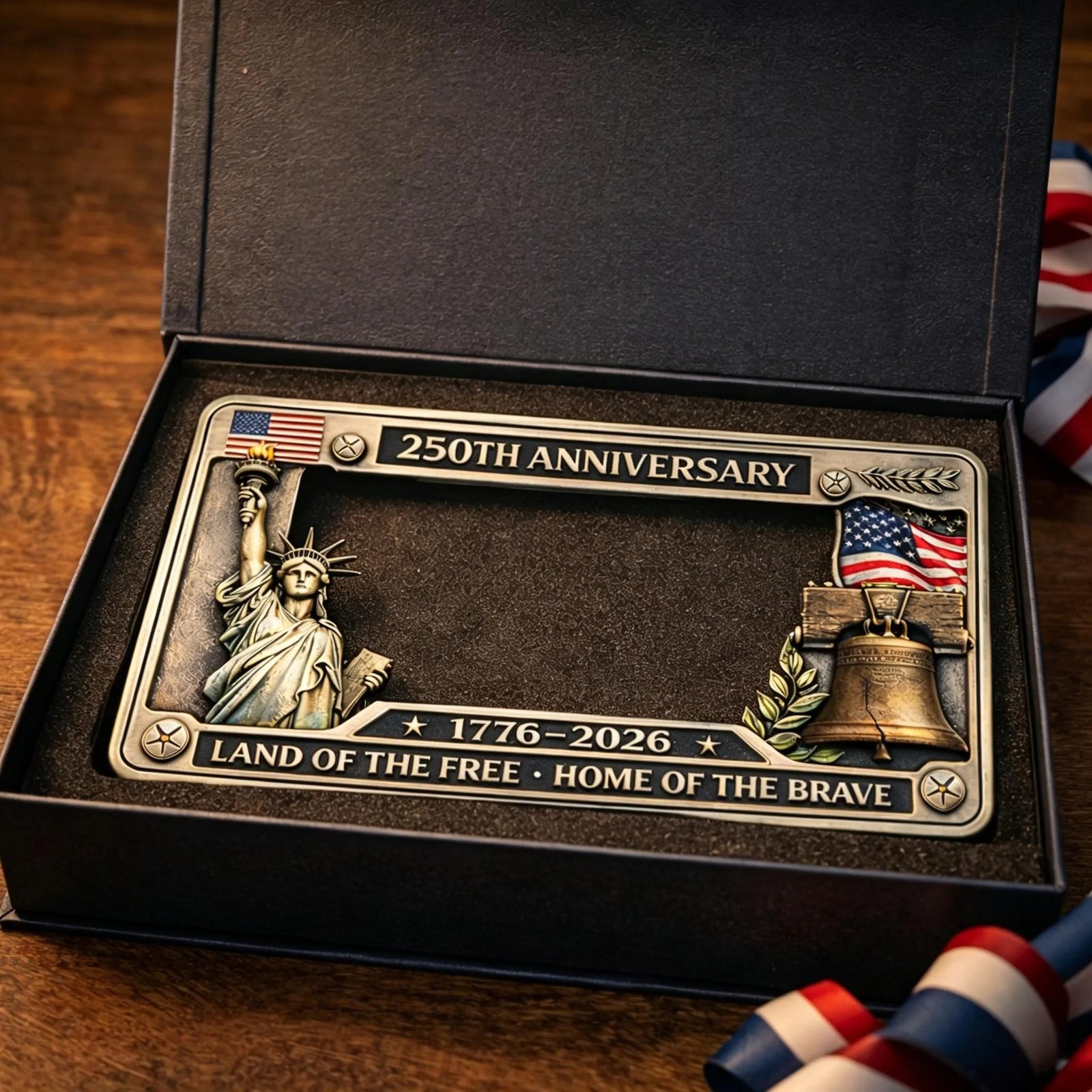 America 250th Anniversary License Plate Frame — Ready for first use